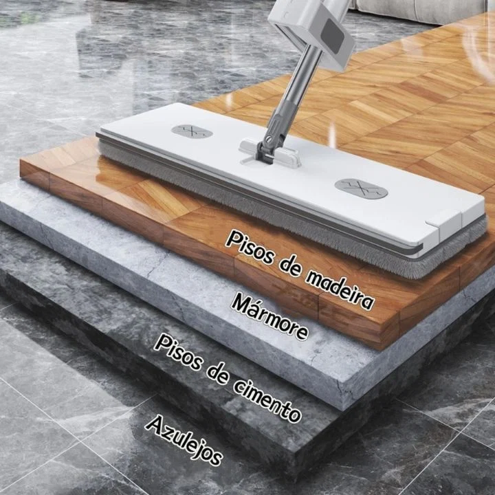 Detalhes do material em microfibra e cabo inox